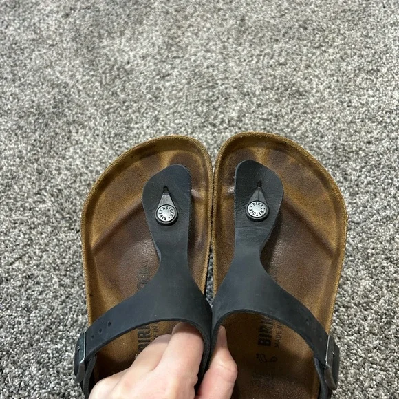 Black Leather Birkenstock Gizeh Size 38 - Picture 2 of 6